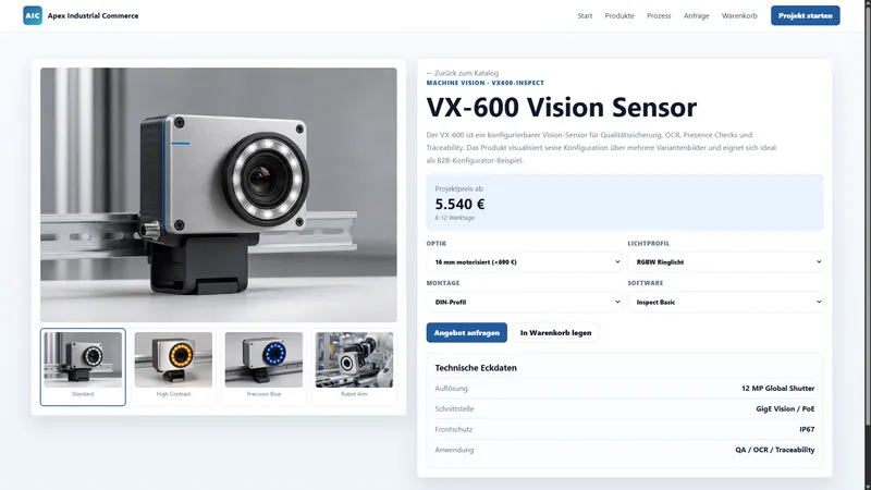 B2B‑Webshop für individuelle Produkte